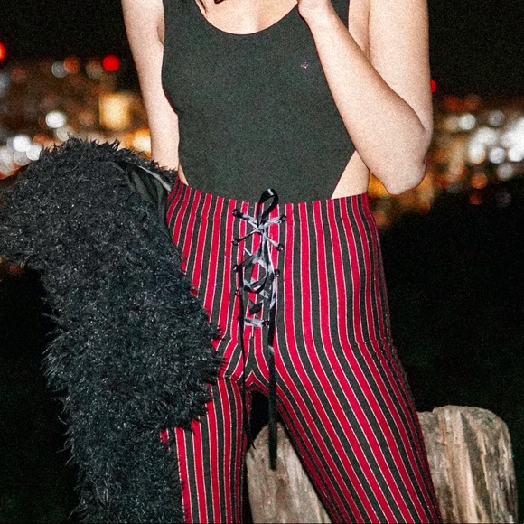 Dolls Kill Pants - Bell Bottom red stripe pants